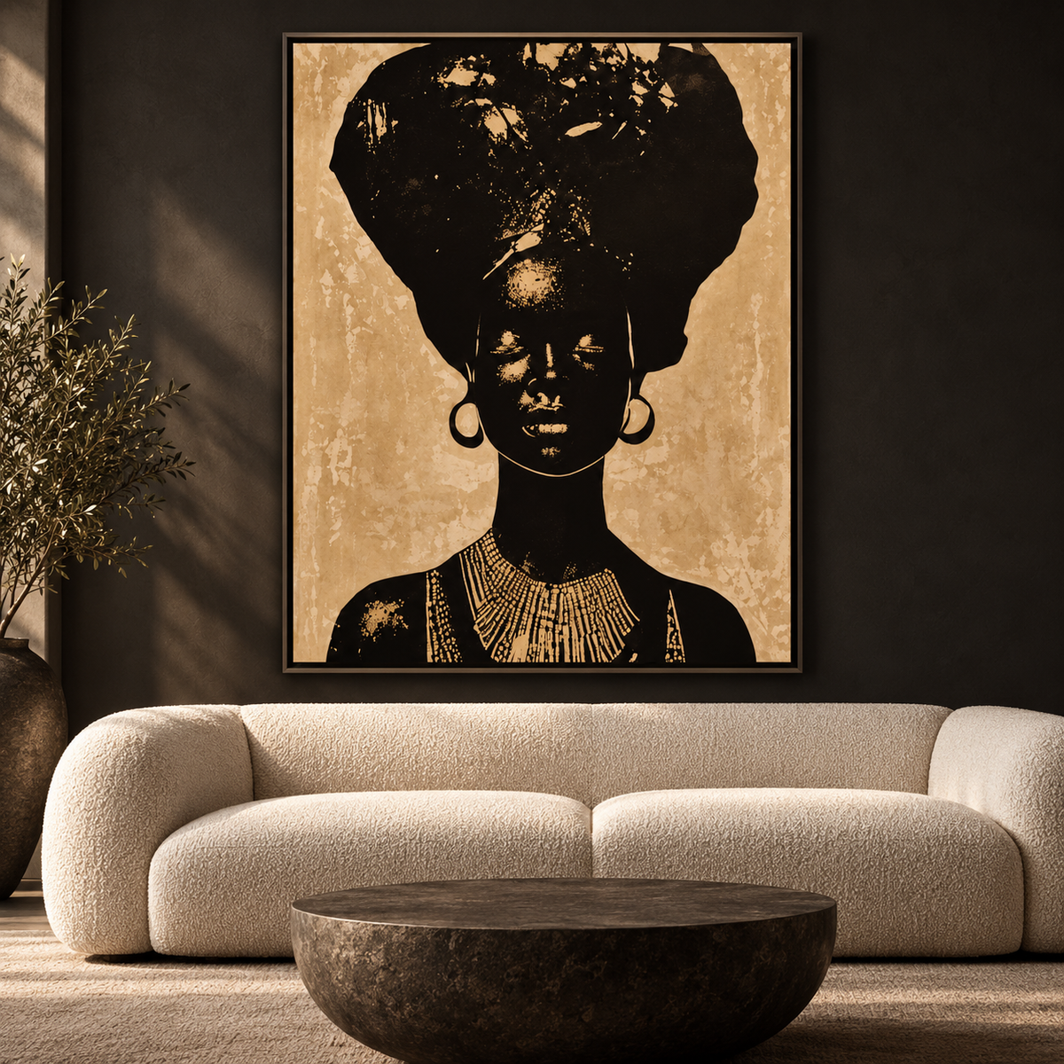 The Crown — hand-painted portrait in luxury living room setting