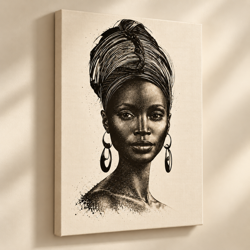 Grace portrait on canvas, angled view