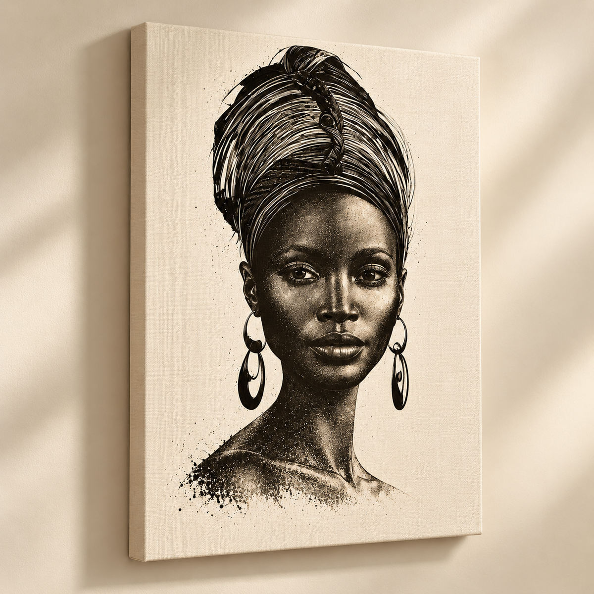 Grace portrait on canvas, angled view