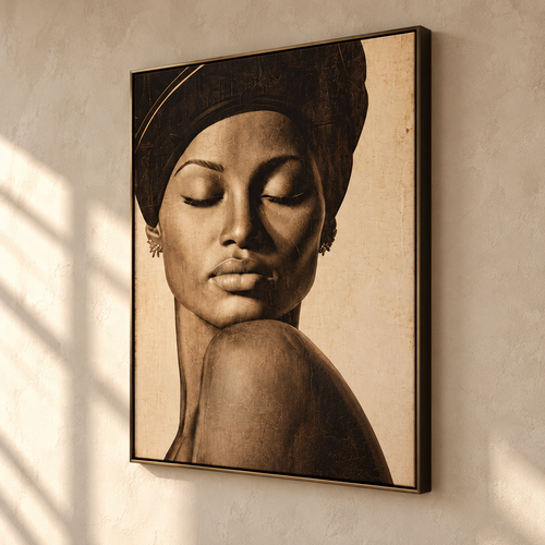 Stillness — framed canvas angled view