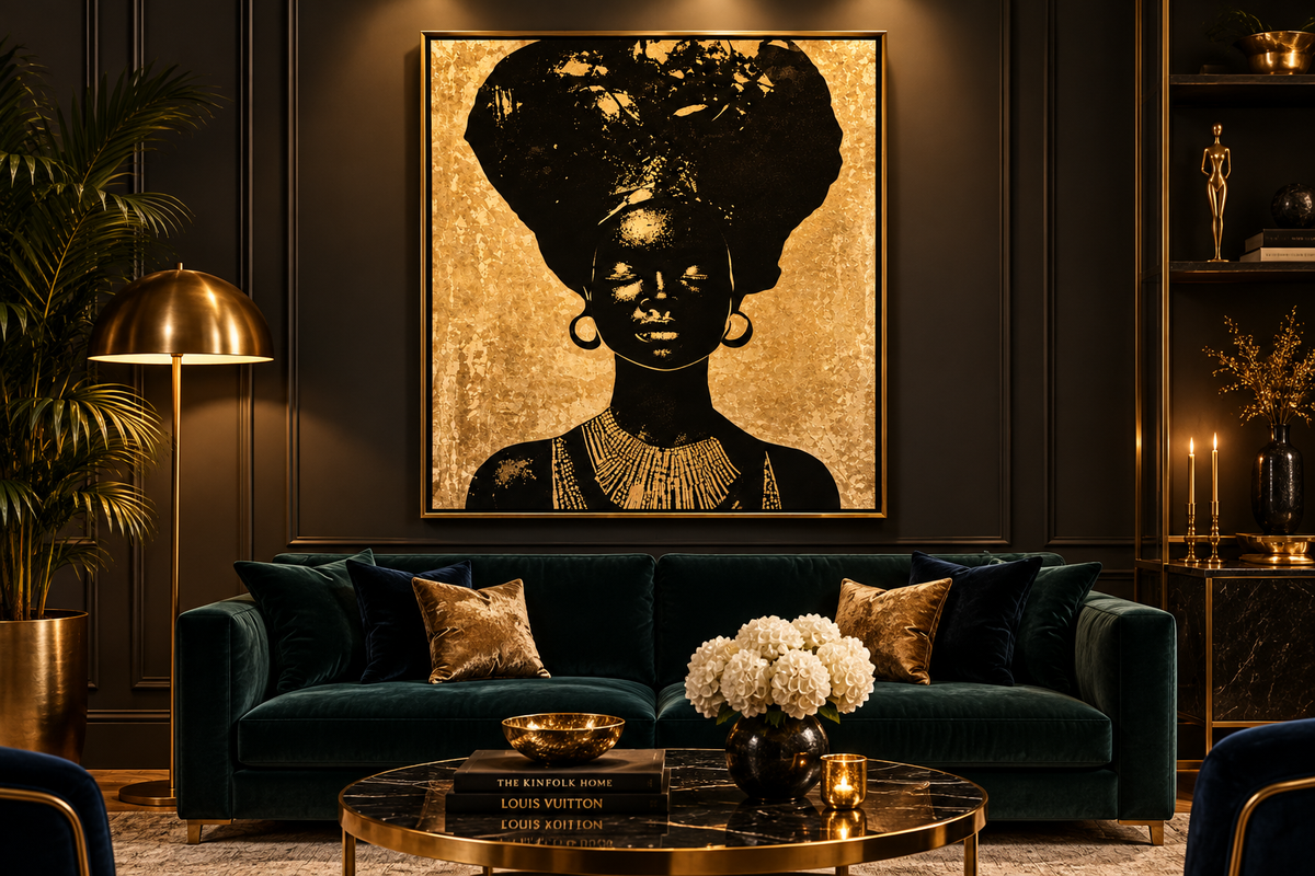 The Crown painting displayed in a luxurious styled interior room
